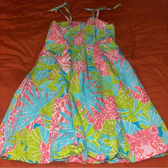 NWOT Lily Pulitzer Tie Shoulder Sundress Multicolored Print Girls Size 12 - Picture 4 of 8